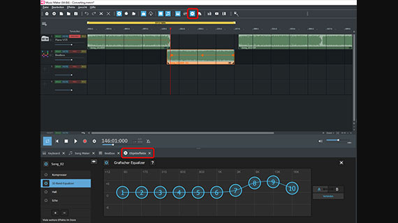 Object effects (equalizer) Treble increase with the equalizer