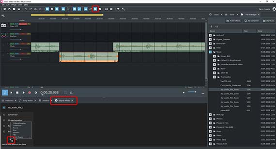 Object effects Use object effects for selected audio files