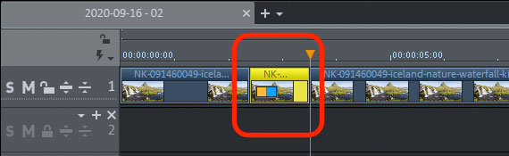 Editing video with a keyboard Cut the video at the position of the playback marker by pressing the "T" key.