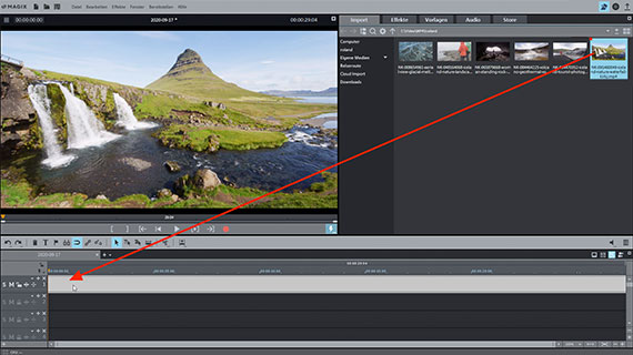 Editing videos: Import Load video via drag & drop