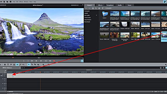 Manual white balance: Import Load video via drag and drop