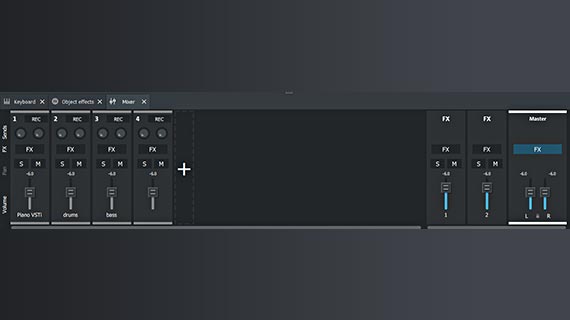 Mixer Virtual mixer with track effects and mastering
