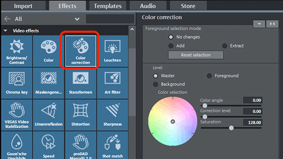 Colorize foreground and background Brighten video with selective color correction