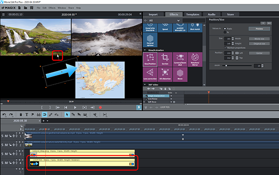 Split screen: Overlaying objects with a rotation point An overlay object in a split screen