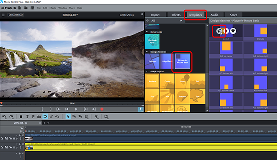 Place the first video in the split screen Picture-In-Picture Templates in the Media Pool