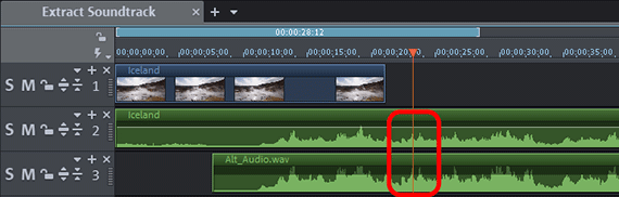 Replacing the sound track with an alternative recording Synchronization using the waveform