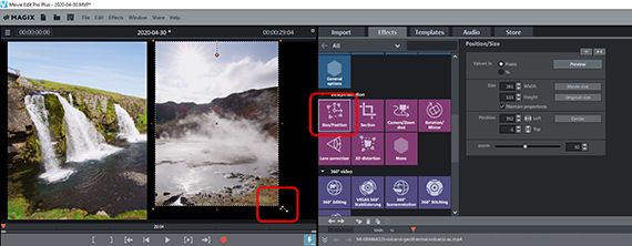 Enlarging video in a split screen Split-Screen: The "Size/Position" effect