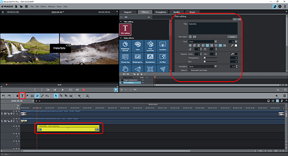 Adding a title to a split screen video First track