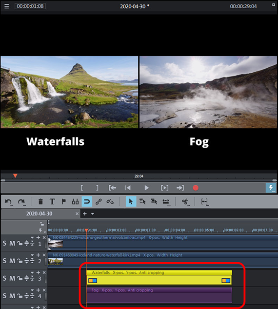 Split screen: Layering title objects Second title