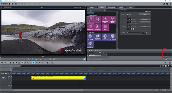 Animating text: End position Second keyframe is set automatically