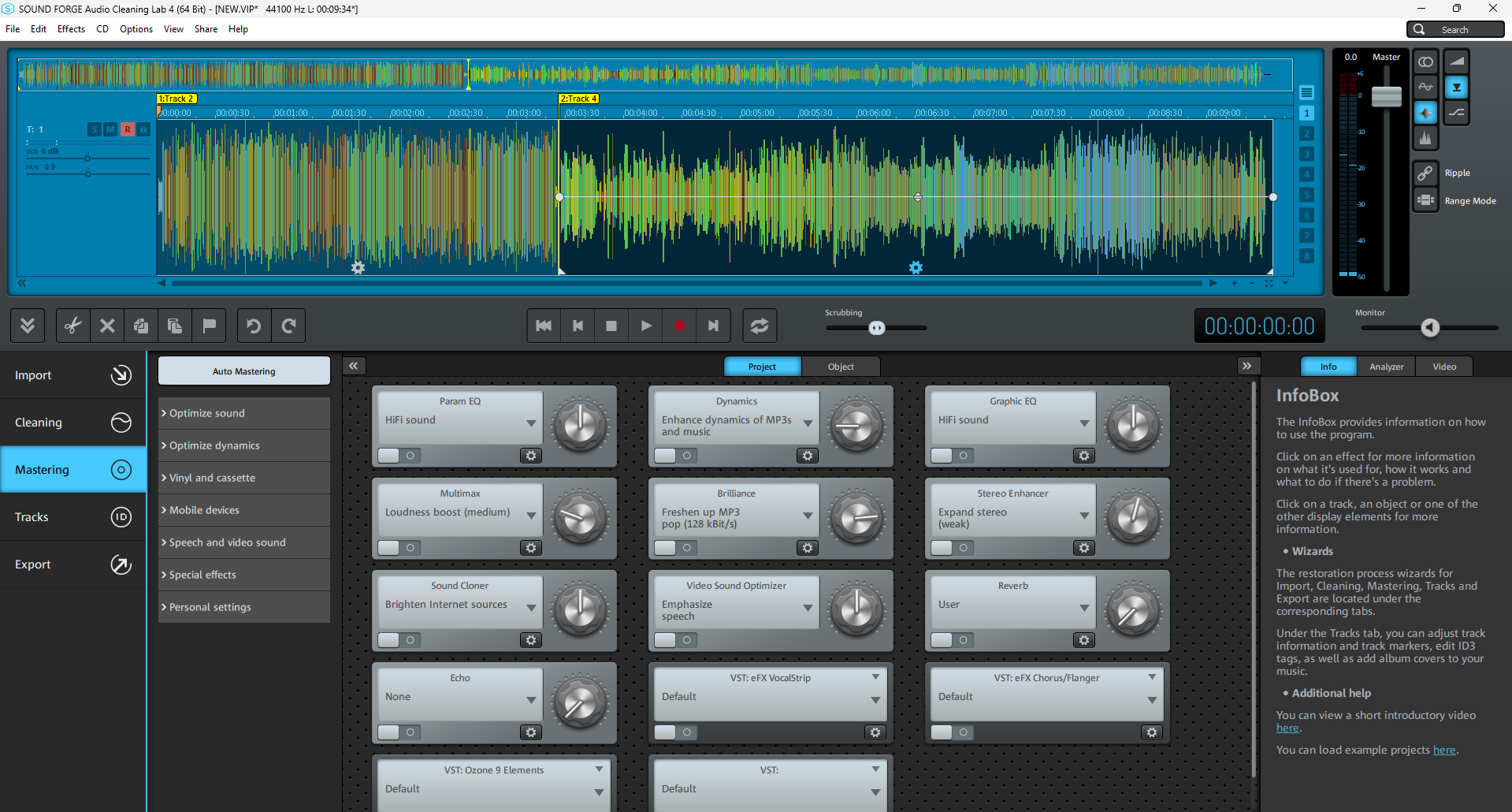 Mastering effects Features for improving sound