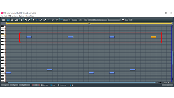 Sound example 4: Ride notes Ride notes in the offbeat (MIDI editor)